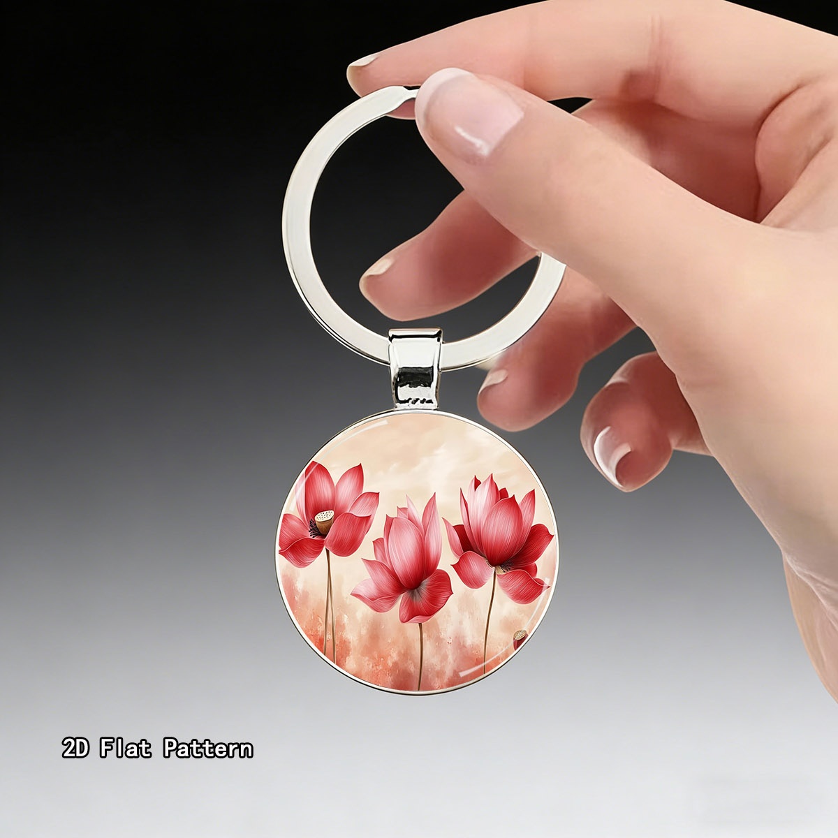 Artistic Red Lotus Keychain, Men's Fashion Accessory